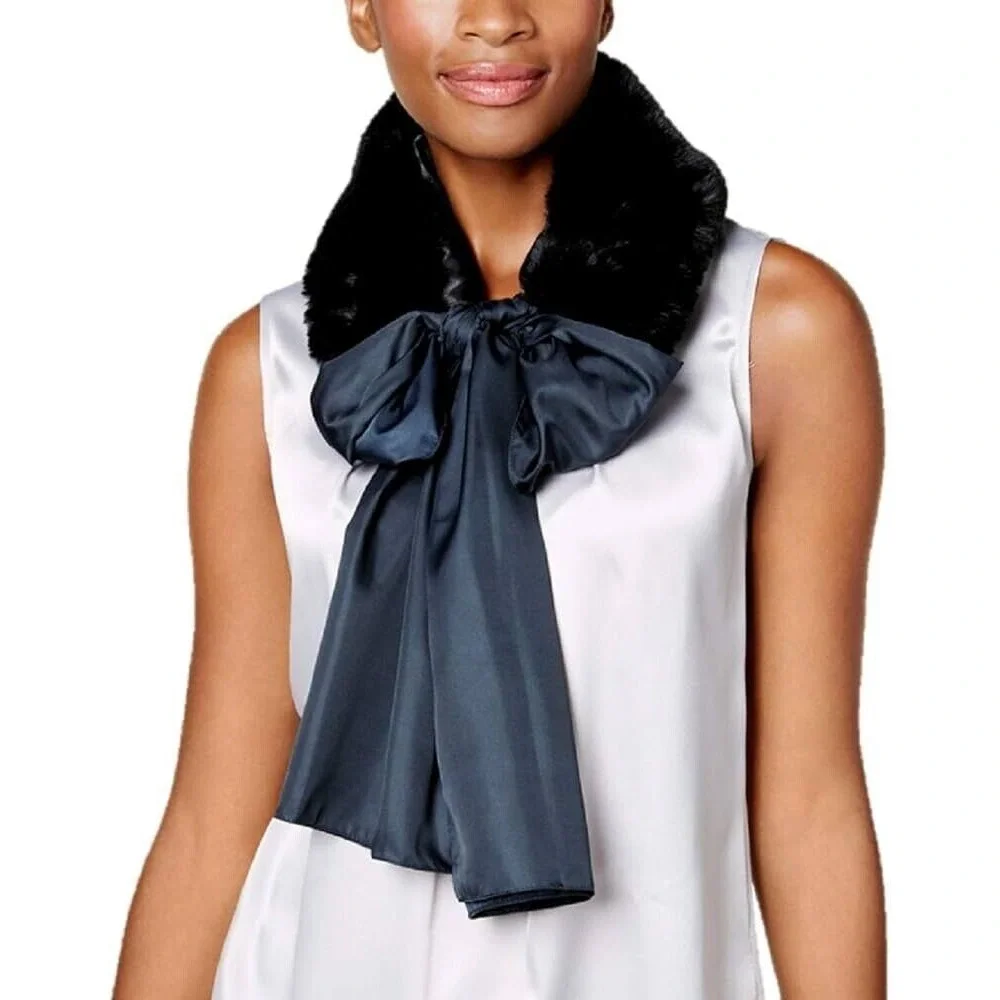 Echo Anastasia‎ Faux Fur Collar with Removable Scarf Black NEW
